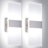 TRLIFE Modern Wall Sconces 12W 6000K Cool White Acrylic Wall Mounted Light Wall Lights (2 Pack)