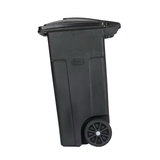 Toter Bote de basura con ruedas de plástico negro de 32 galones con tapa para exteriores