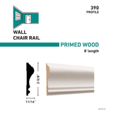 Moldura para riel de silla 390 de madera imprimada de pino RELIABILT de 2-5/8 pulgadas x 8 pies 