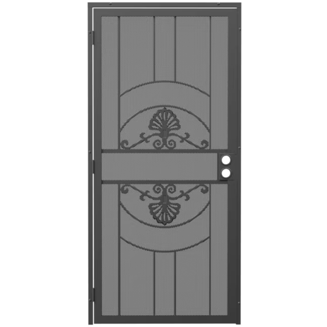 RELIABILT Alexandria 36-in x 81-in Black Steel Surface Mount Security Door with Black Screen