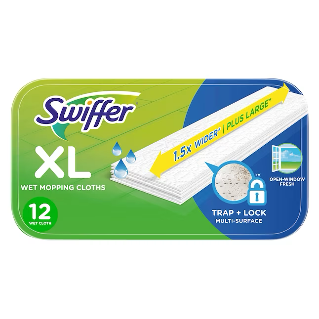 Swiffer Sweeper X-Large Wet Open Window Fresh Recambio de microfibra (paquete de 12)