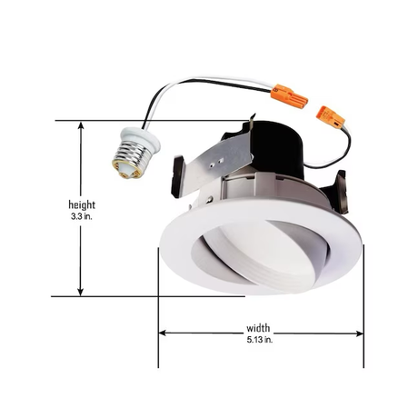 Kit de luz empotrable LED HALO de 4 pulgadas para remodelación o nueva construcción, color blanco, con cardán Ic