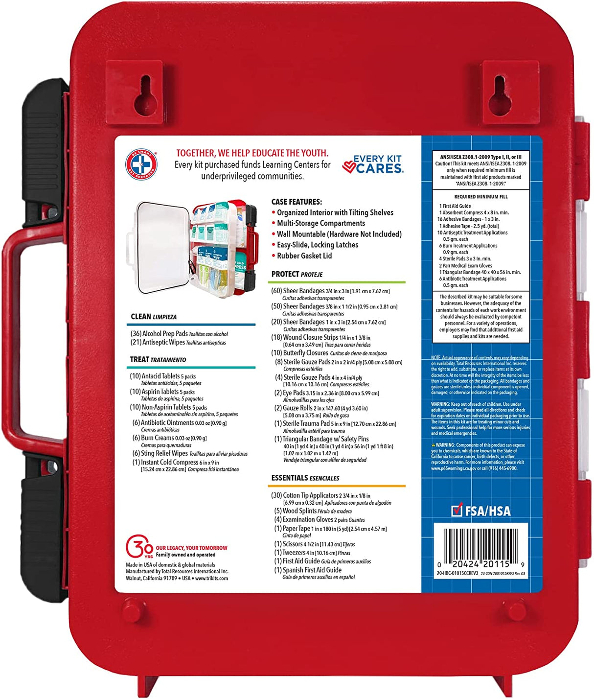 Erste-Hilfe-Set, harter roter Koffer, 326-teilig, übertrifft OSHA- und ANSI-Richtlinien