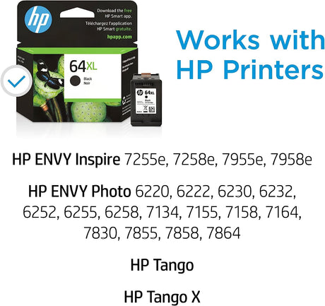 Cartucho de tinta negro de alto rendimiento HP 64XL 