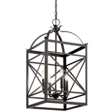 Kichler Arborwood 4-Light Aged Bronze Industrial Square Hanging Pendant Light