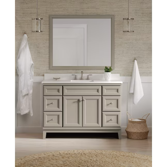 Diamond NOW Calhoun 48-in Cloud Gray Bathroom Vanity Base Cabinet without Top