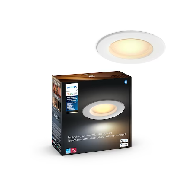 Philips Smart Bluetooth Compatibility White 5-in or 6-in 1100-Lumen Switchable White Round Dimmable LED Canned Recessed Downlight