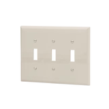 Eaton 3-Gang Midsize Light Almond Polycarbonate Indoor Toggle Wall Plate