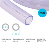 Tubo de vinilo transparente de PVC de 1-1/4 pulgadas de diámetro interior EZ-FLO (por pie)