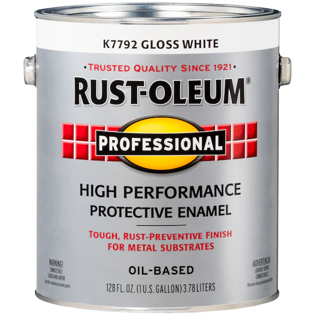 Rust-Oleum Professional Gloss White Pintura de esmalte industrial a base de aceite para interiores/exteriores (1 galón) 
