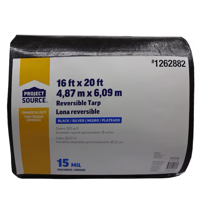 Project Source 16-ft x 20-ft Silver Waterproof Commercial Polyethylene 15-mil Tarp