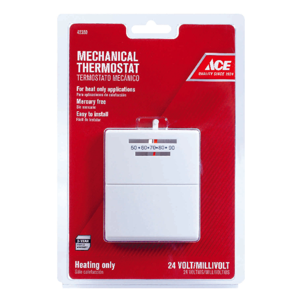 Ace Heating Only Lever Mechanical Thermostat