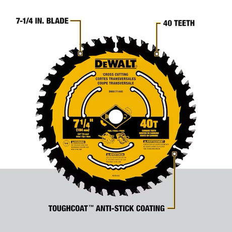 DEWALT 7-1/4-in 40-Tooth Fine Finish Tungsten Carbide-tipped Steel Circular Saw Blade