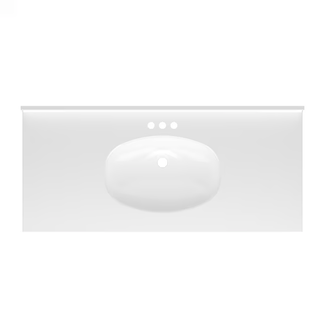 Project Source Cultured Marble Vanity Tops 49-in White Cultured Marble Integral Single Sink 3-Hole Bathroom Vanity Top