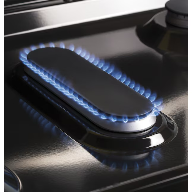 Estufa de gas natural independiente GE de 30 pulgadas, 5 quemadores y 5 pies cúbicos (acero inoxidable)