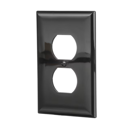 Eaton 1-Gang Midsize Black Polycarbonate Indoor Duplex Wall Plate