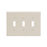 Eaton 3-Gang Midsize Light Almond Polycarbonate Indoor Toggle Wall Plate