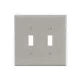 Eaton 2-Gang Midsize Gray Polycarbonate Indoor Toggle Wall Plate