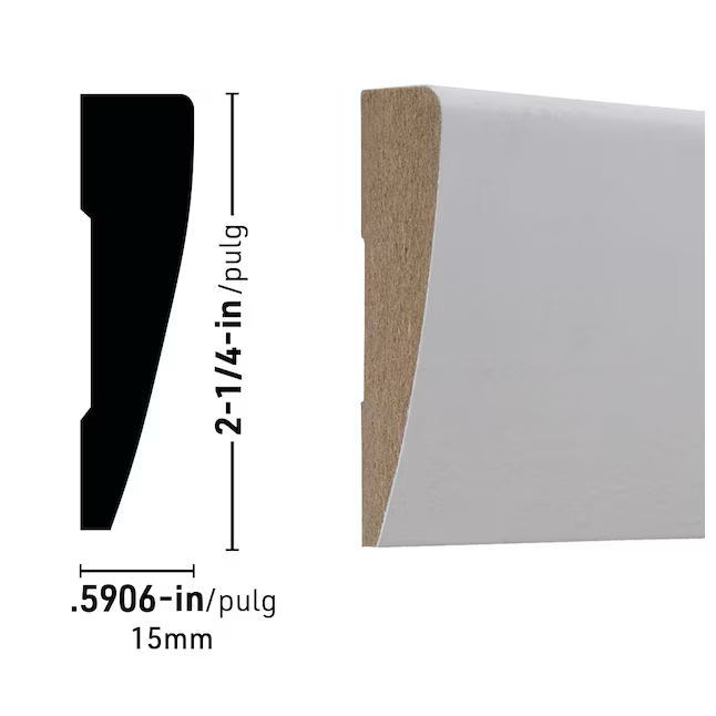 RELIABILT Carcasa de MDF 327 imprimada de 9/16 x 2-1/4 x 7 pies