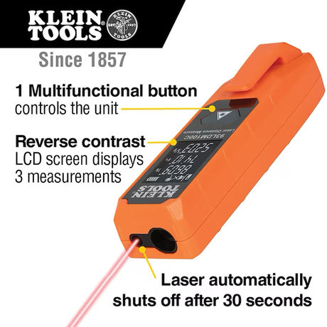 Klein Tools Compact Laser Distance Measure 100-ft Indoor/Outdoor Red Laser Distance Measurer