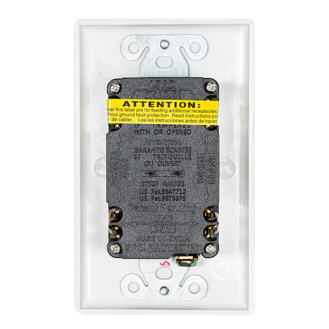 EZ-FLO 15-AMP 125-Volt-Duplex-Selbsttest-Schlanke FI-Schutzschaltersteckdose mit LED-Anzeige und Wandplatte (weiß)