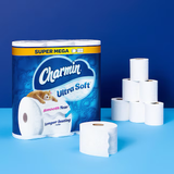 Papel higiénico Charmin Ultra Soft Super Mega, paquete de 8, 2 capas