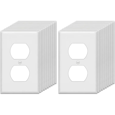 Placa de pared de receptáculo dúplex de banda única – (estándar, blanca)