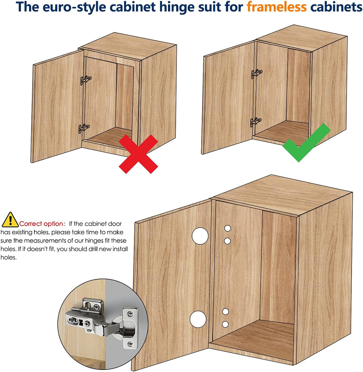 SABER SELECT 3/4 in. European Kitchen Cabinet Hinges Soft Close Full Overlay Cabinet Door Hinges (Brushed Nickel, 2-Pack)