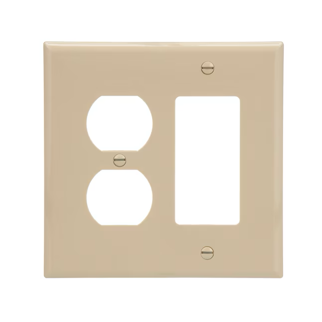 Placa de pared decorativa/dúplex para interiores Eaton de policarbonato mediano de tamaño mediano, color marfil, 2 unidades