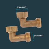 Eastman - Paquete de 2 conectores para lavadora de latón, entrada Fht de 3/4 pulgadas x salida MHT de 3/4 pulgadas