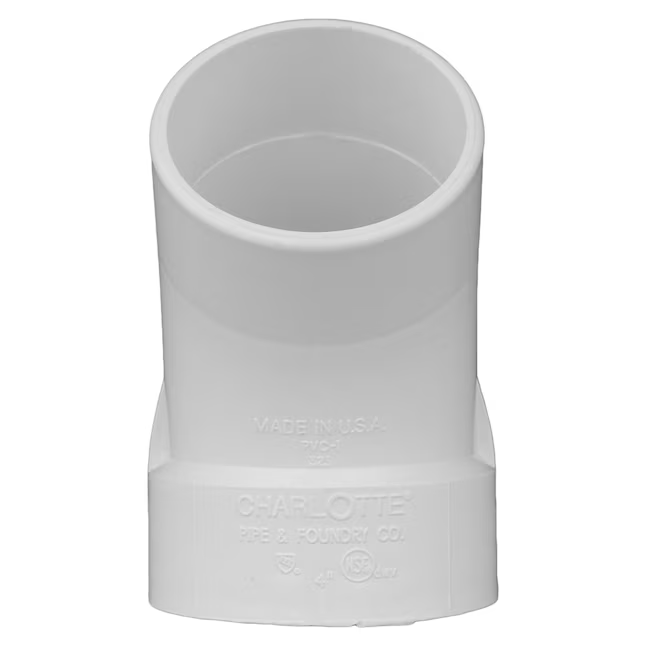 Charlotte Pipe Codo de calle DWV de PVC de 45 grados, 1-1/2 pulgadas