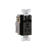 Eaton - Toma USB para decoración residencial/comercial, resistente a manipulaciones, 15 amperios, 125 voltios, doble tipo A, color negro