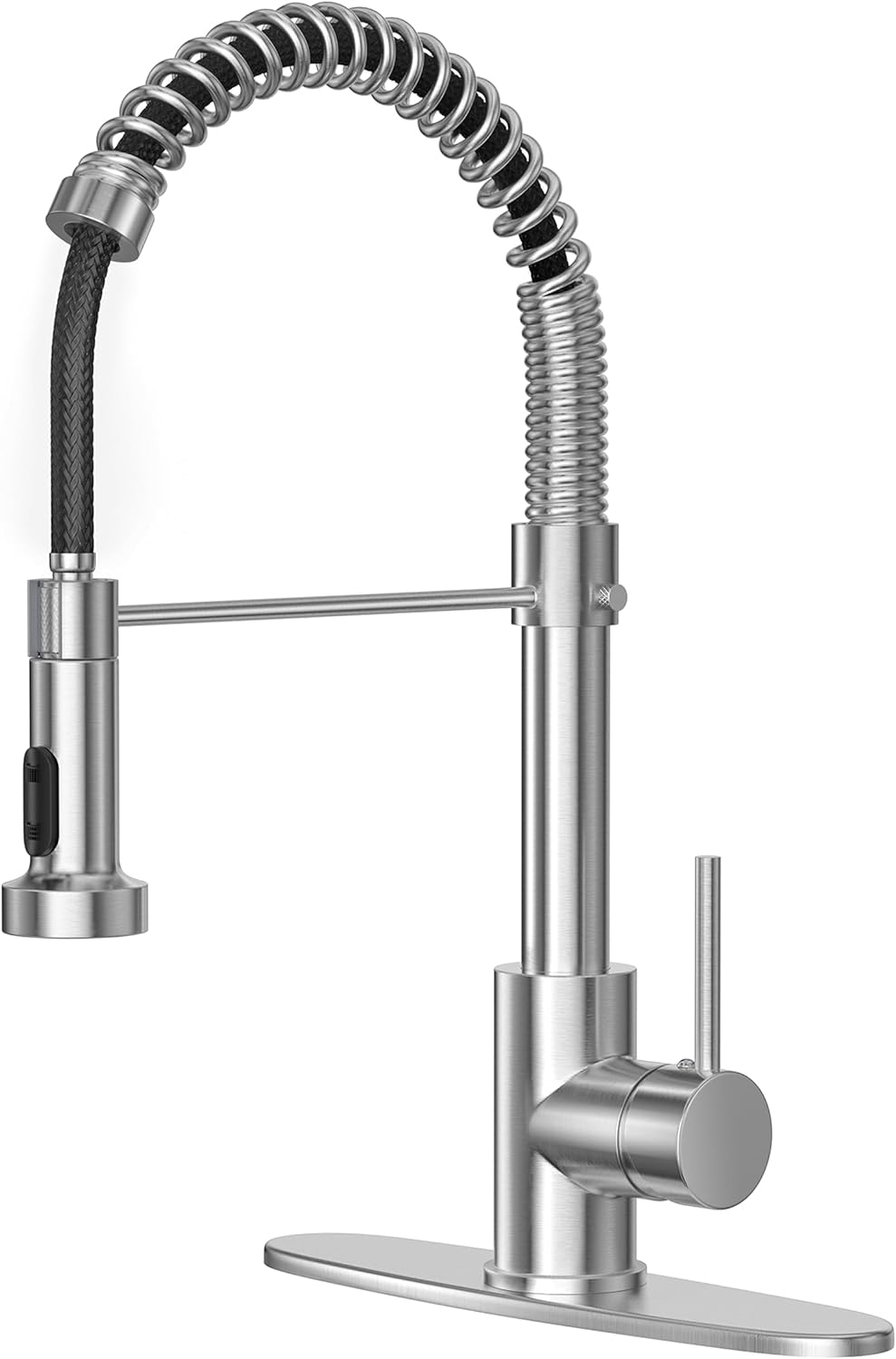 IBOFYY Single Handle Commercial Kitchen Sink Faucet with Multifunctional Pull-Down Spout (Brushed Nickel)