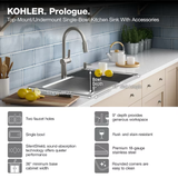KOHLER Prologue Dual-mount 33-in x 22-in Stainless Steel Single Bowl 2-Hole Workstation Kitchen Sink with Drainboard