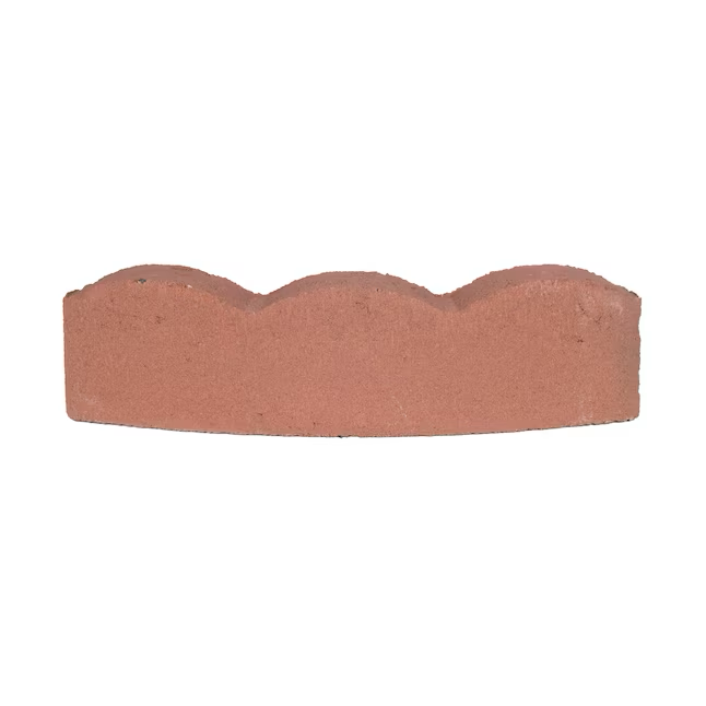 Piedra de borde curvo de hormigón rojo festoneada de 16 pulgadas de largo x 2 pulgadas de ancho x 5 pulgadas de alto