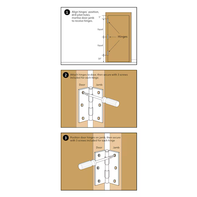 RELIABILT 2-1/2-in H Gold Mortise Interior/Exterior Door Hinge (2-Pack)