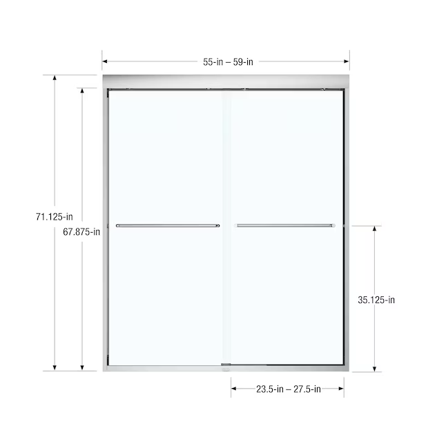 MAAX Aura Chrome 55-in to 59-in x 71-in Semi-frameless Bypass Sliding Shower Door