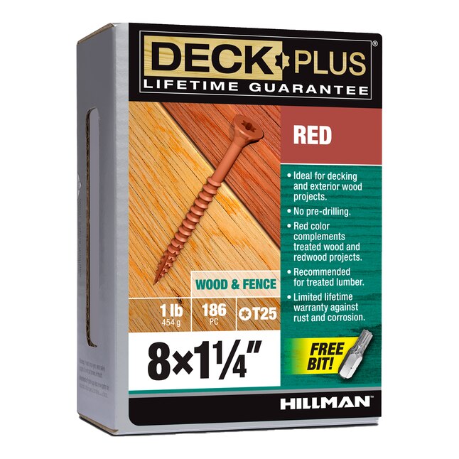 Deck Plus Tornillos para terrazas de madera a madera #8 x 1-1/4 pulgadas (186 por caja)