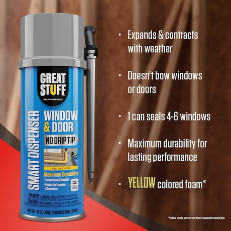 GREAT STUFF Window and Door 12-oz Smart Dispenser Indoor/Outdoor Spray Foam Insulation