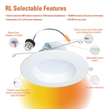 HALO Retrofit Matte White 5-in or 6-in 1355-Lumen Switchable Round Dimmable LED Canned Recessed Downlight