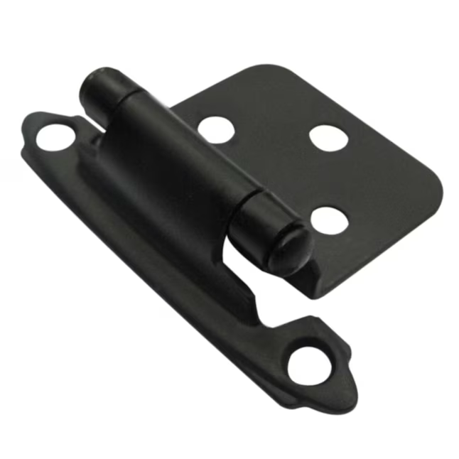 RELIABILT 200-Degree Adjustable Overlay Surface Self-closing Matte Black Cabinet Hinge, (2-Pieces)