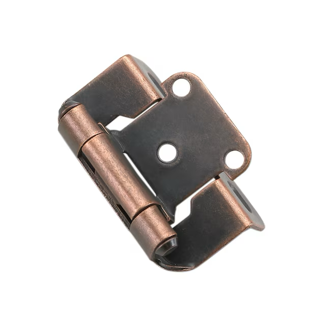 RELIABILT 200-Degree 1/2-in Overlay 1/2-in Inset Semi-wrap Surface Self-closing Aged Bronze Cabinet Hinge, 1 Pair (2-Pieces)