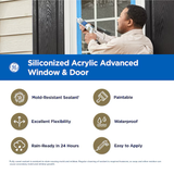GE Advanced Siliconized Acrylic Windows, Doors, Ext 10.1-oz Clear Paintable Latex Caulk
