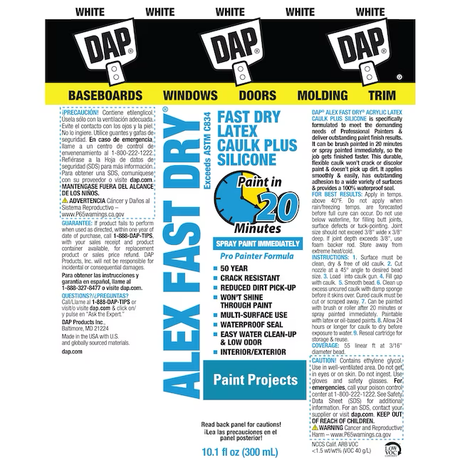 DAP Alex Fast Dry 10.1-oz White Paintable Latex Caulk