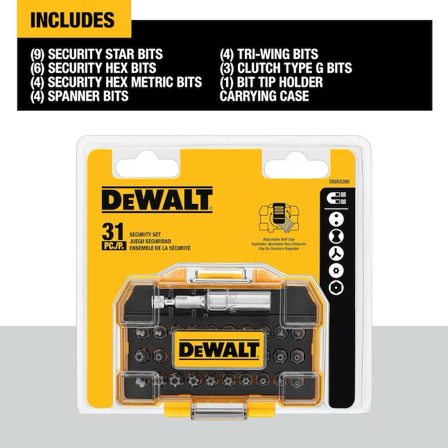 Juego de destornilladores DeWalt, seguridad, 31 piezas (DWAX200) 