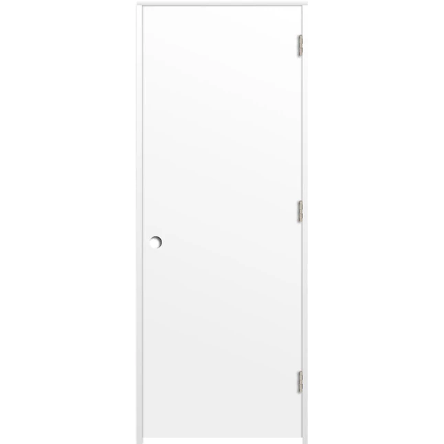 RELIABILT 36-in x 80-in Flush Hollow Core Primed Hardboard Left Hand Inswing Single Prehung Interior Door