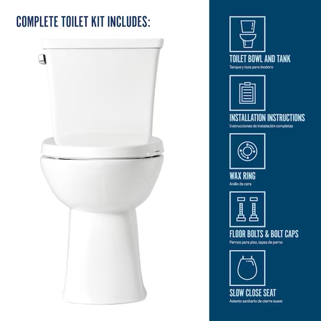 Mansfield Vanquish 2 White Elongated Chair Height 2-piece WaterSense Soft Close Toilet 12-in Rough-In 1.28-GPF