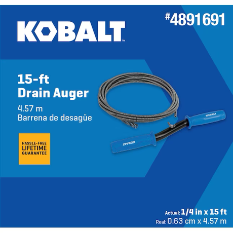 Barrena manual de alambre con alto contenido de carbono Kobalt de 1/4 pulg. x 15 pies para drenaje