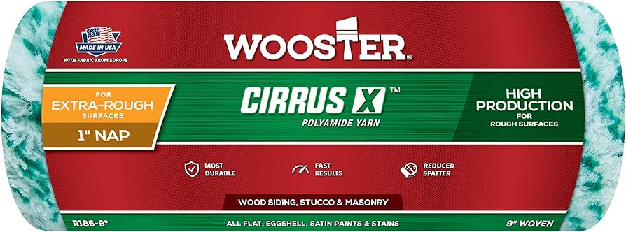 Wooster Ensenada enrollable de tela de alta densidad tejida resistente al desprendimiento Pro Cirrus X de 9 pulg. x 1 pulg.