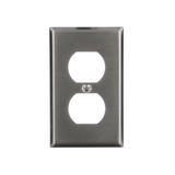 Eaton 1-Gang Standard Size Stainless Steel Stainless Steel Indoor Duplex Wall Plate